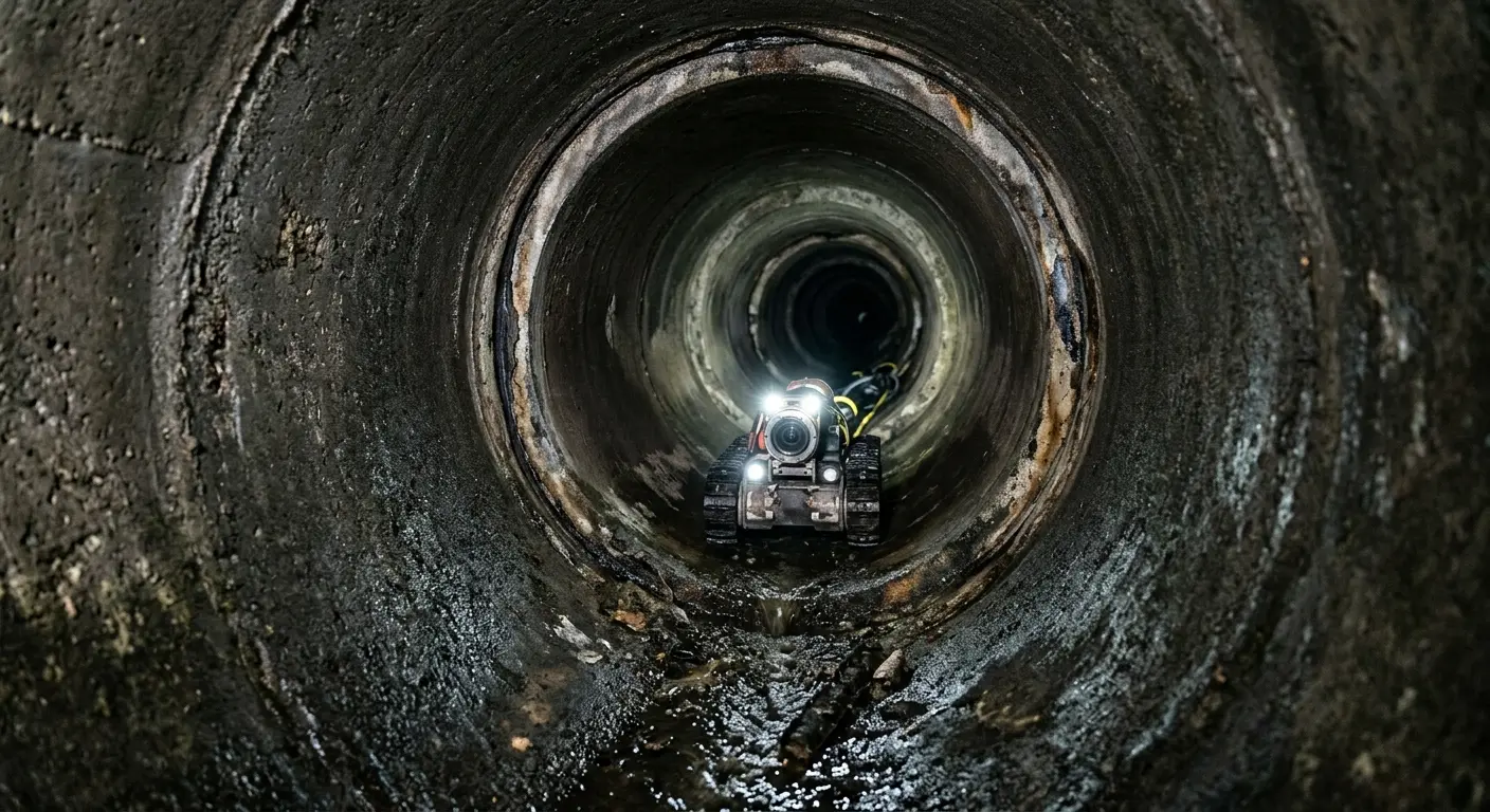 Robotic sewer camera inspecting pipe interior for Drain Snake Service in Holyoke